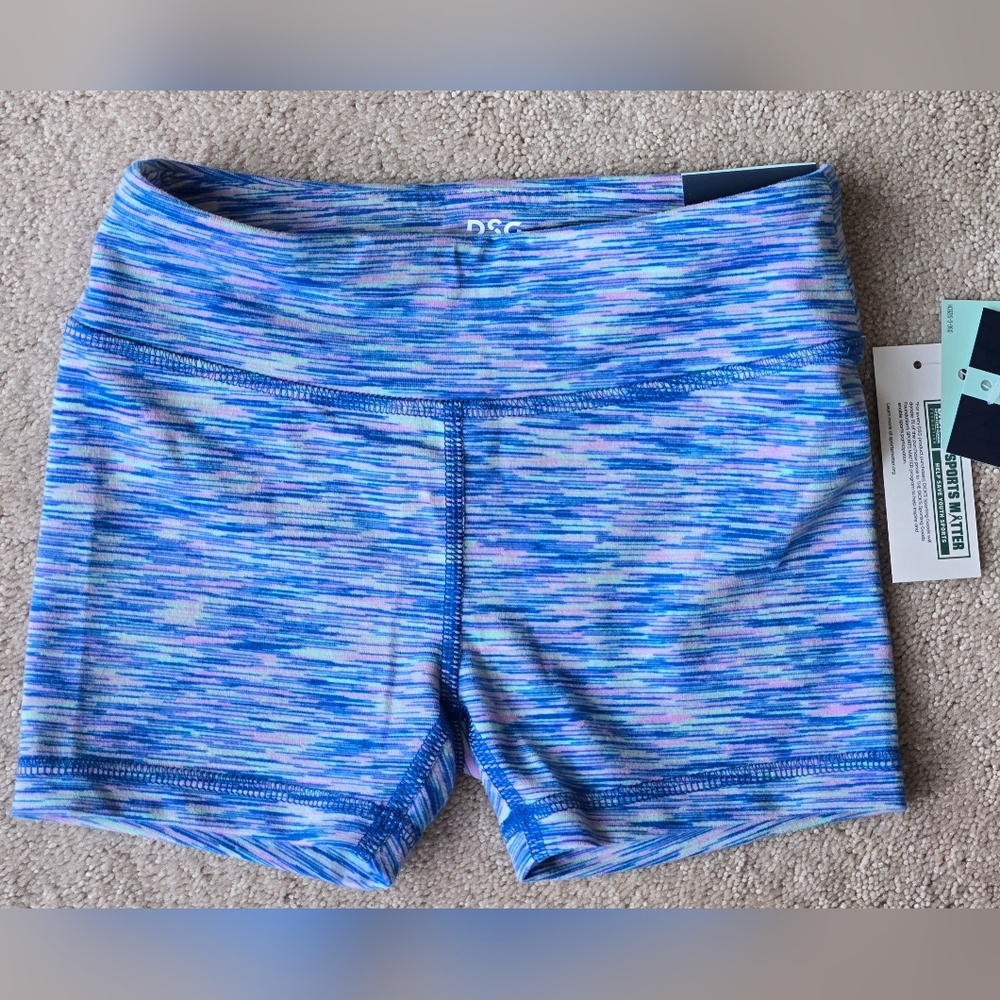 NWT DSG Blue Multi-Color Space-Dye Performance Shorts Girls NEW Kids Xs